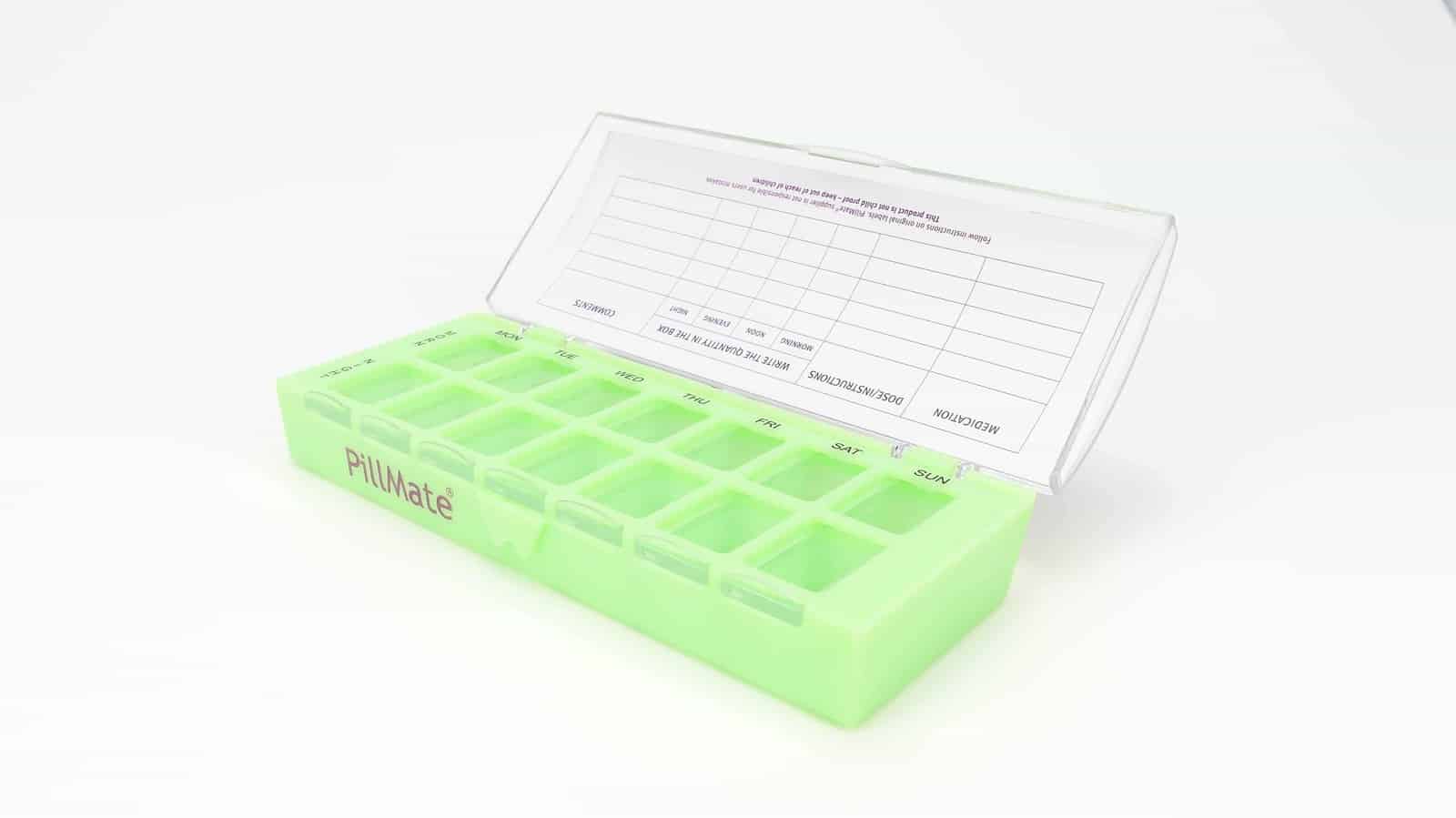 Twice Daily Dose Pill Box Dispenser With 7 Days Weekly Compartments