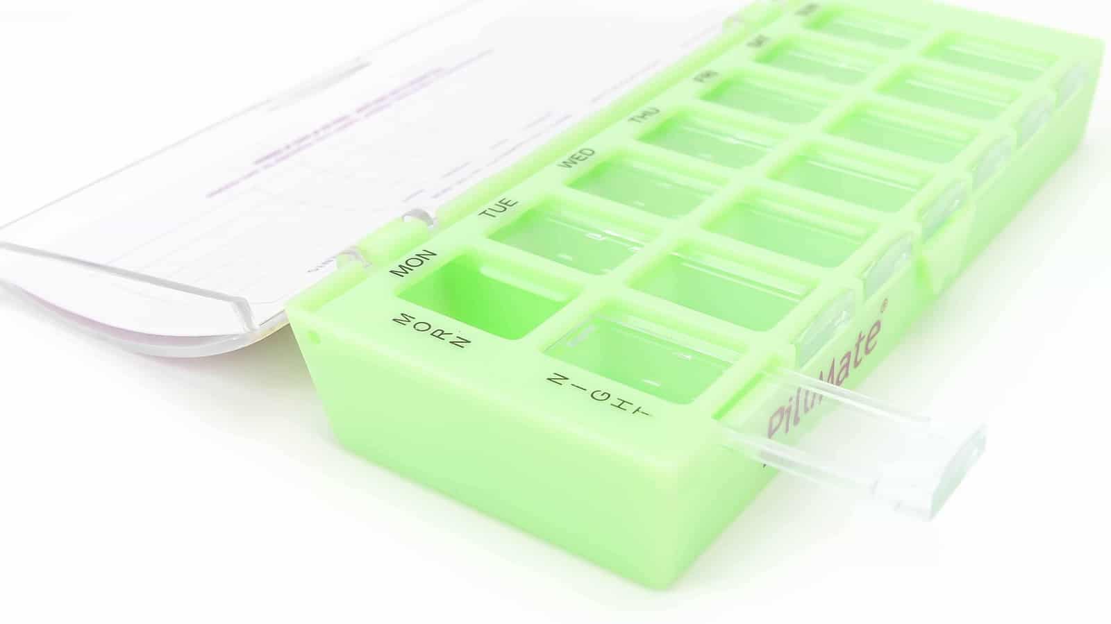 Twice Daily Dose Pill Box Dispenser With 7 Days Weekly Compartments